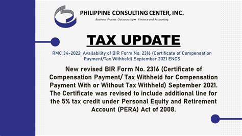 New Certificate Of Compensation Paymenttax Withheld Bir Form No 2316