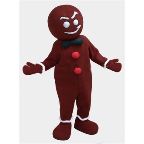 Bow Tie Gingerbread Man Mascot Costume