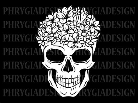 Floral Skull Svg Skull Svg Flower Skull Svg Flower Skull Etsy