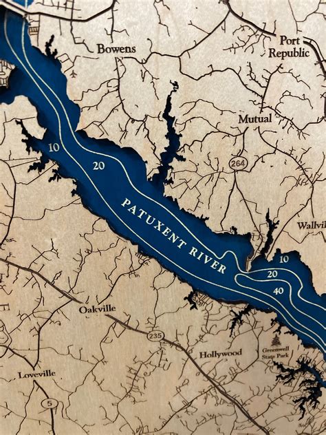 Patuxent River Wood Map | Wooden Maps | thirtyAXIS