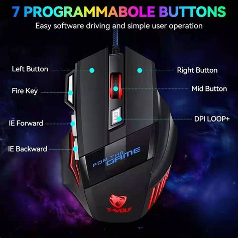 T-WOLF M1 / iMICE X7 Wired Gaming Mouse 7 Buttons Optical Professional ...