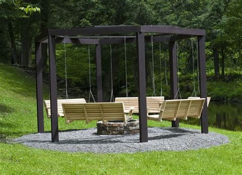 Fantastic Diy Project Porch Swings Around A Campfire Fire Pit Swings