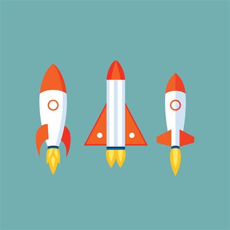 Different shapes of cartoon rockets, rocket shapes flat style vector ...