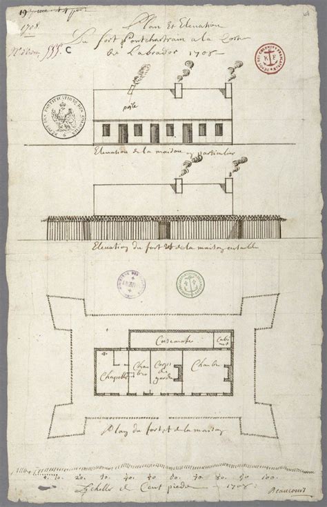 Plan Et élévation Du Fort Pontchartrain à La Coste Du Labrador