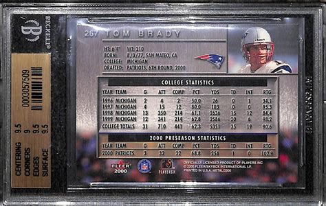 Lot Detail Fleer Metal Tom Brady Rookie Card Graded Bgs