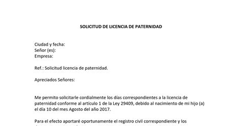 Solicitud Por Licencia Por Paternidad Doc Google Drive