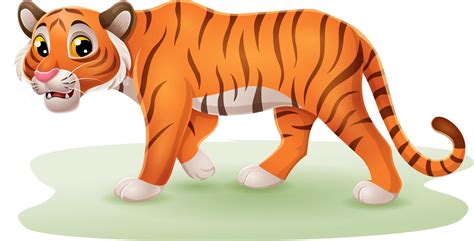 Cartoon Funny Tiger In The Grass 5332213 Vector Art At Vecteezy