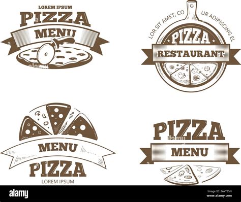 Pizza Menu Restaurant Vector Labels Logos Badges Emblems Set Logo