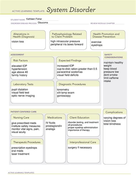 Glaucoma System Disorder Template