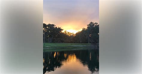 Beautiful Orange Sunset Over Lake Lillian In Belleview Ocala