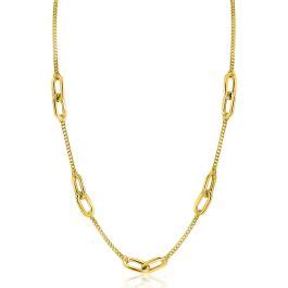 Zinzi Gold Plated Zilveren Ketting Met Gourmet Schakels Afgewisseld