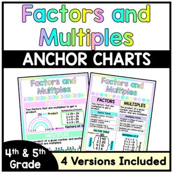 Factors And Multiples Anchor Charts Posters By All Star Teacher