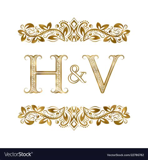 H And V Vintage Initials Logo Symbol Royalty Free Vector