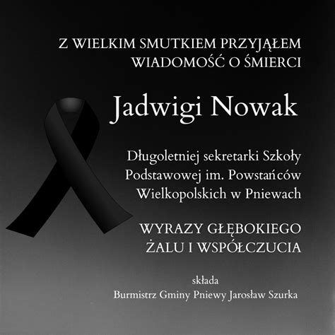 Nekrolog P Jadwiga Nowak Kondolencje Fleet Pl