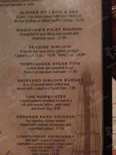 Menu At Three Cod Tavern Restaurant Marblehead