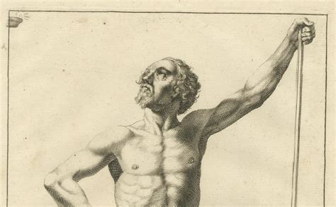 Standing Male Nude With Staff After De Lairesse Paper For Sale