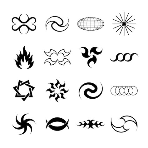 Premium Vector | Tribal Vector Tattoo Elements hippie icons pattern ...