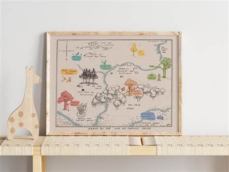 Winnie The Pooh Acre Wood Map Classic Pooh Print Hundred Acre