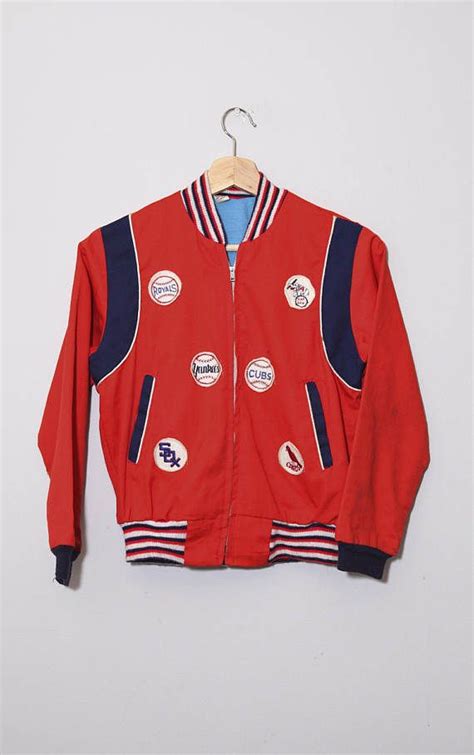 Vintage 1950s Lipstick Red Baseball Jersey Bomber Jacket Jersey