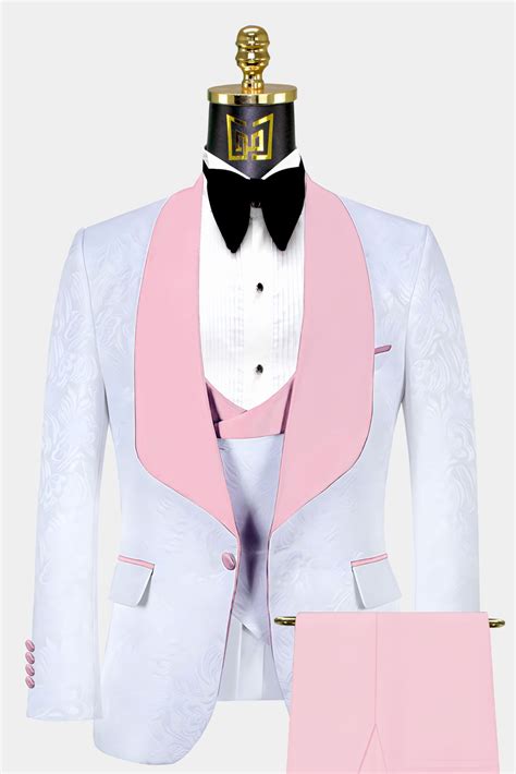 Pink And White Tuxedo 3 Piece Gentlemans Guru