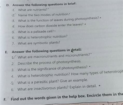 What are symbiotic plants? E. Answer the following questions in detail:..