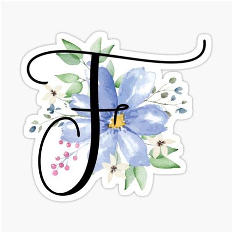 Monogram C Beautiful Watercolor Blue Flower Sticker For Sale By