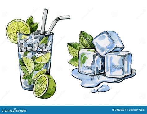 C Ctel E Hielo Dibujados Mano De La Acuarela Stock De Ilustraci N