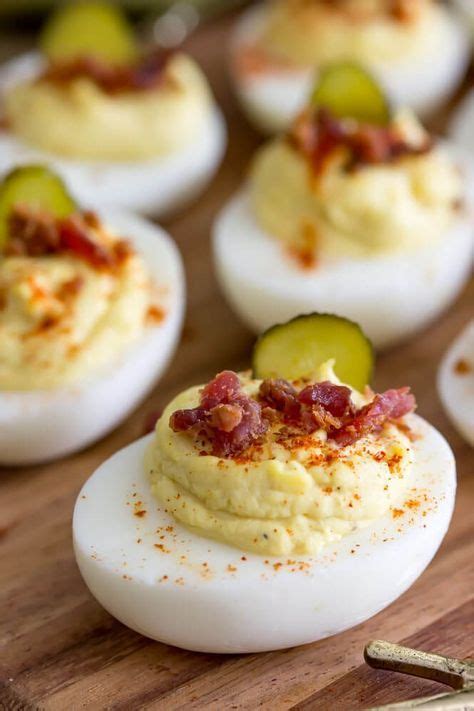 Best Deviled Egg Topped Off With Paprika Bacon And Sweet Pickle Slices Deviled Eggs Recipe