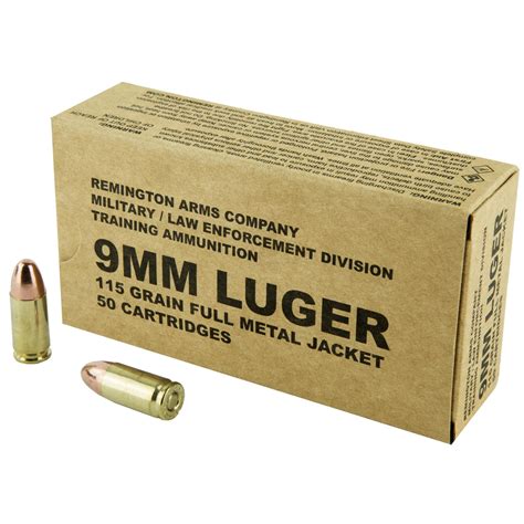 Remington Pistol 9mm 115 Grain Full Metal Jacket 50 Round Box B9mm3