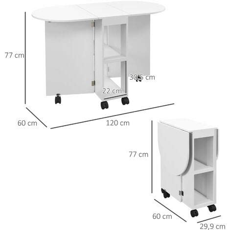 Homcom Mesa De Comedor Plegable Con Ruedas Mesa De Cocina Con Alas