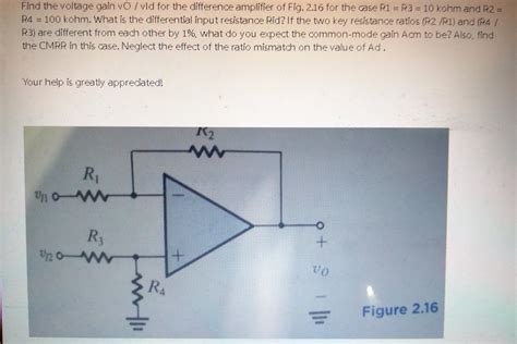 Answered Find The Voltage Gain Vo Vld For The Difference Amplifier Of