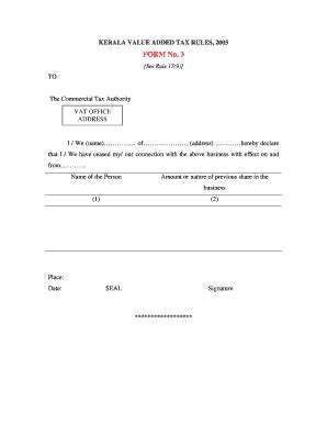 Fillable Online KERALA VALUE ADDED TAX RULES 2005 FORM No Fax Email