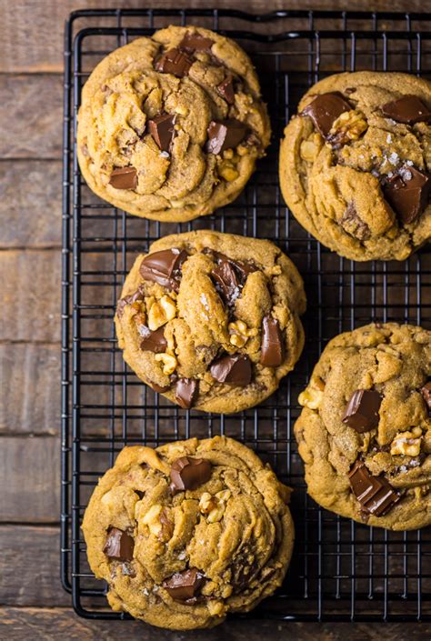 Gooey Brown Butter Walnut Chocolate Chunk Cookies With Sea Salt Baker