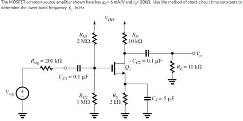 Solved The Mosfet Common Source Amplifier Shown Here Has Gm