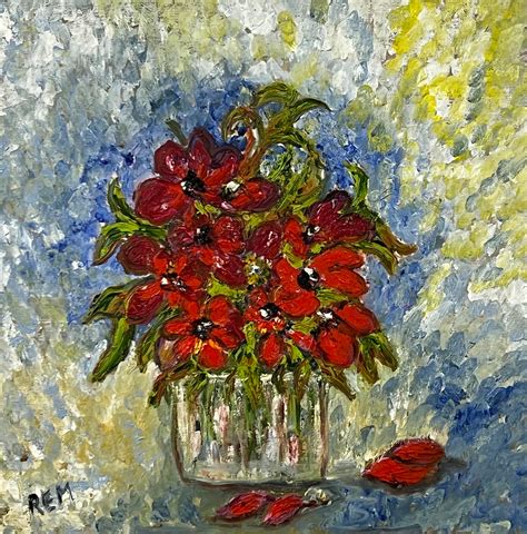 Rose Elizabeth Moorcroft Expressive Still Life Painting Red Rose