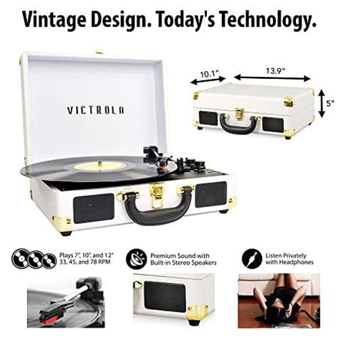 Victrola Vintage Tocadiscos Port Til Bluetooth De Velocidades Con