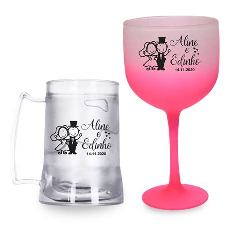 Kit Padrinhos De Casamento Ta A De Gin Degrad Caneca De Gel