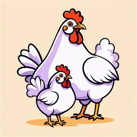 Lindo Pollo Madre Con Ilustraciones Vectoriales De Dibujos Animados De