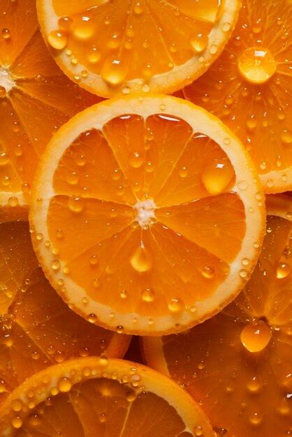 Premium Ai Image A Close Up Of Orange Slices With Water Droplets On Them