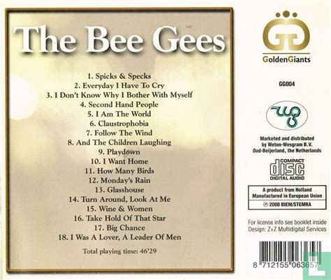 Spicks And Specks Cd Gg004 2000 Bee Gees The Lastdodo