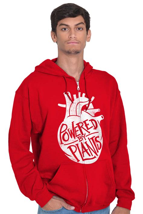 Powered By Plants Healthy Vegetarian Zip Up Hoodie Mens Womens Brisco