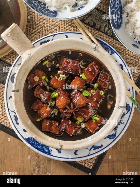 Hung Shao Pork Shanghai Style Braised Pork Belly Chinese Food Stock