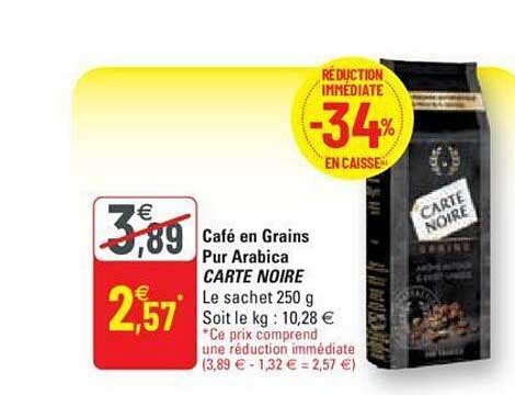 Promo Café En Grains Pur Arabica Carte Noire chez G20 iCatalogue fr