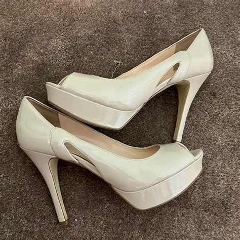 Marc Fisher Shoes Marc Fisher Nude Patent Leather Peep Toe Heel