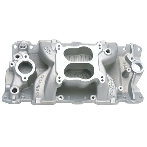 Chevy Intake Manifold Q Jet Spread Bore Style Dual Plane Performer Satin Edelbrock