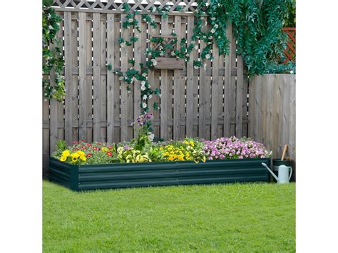 Carré potager de jardin dim 241L x 90l x 30H cm tôle d acier ondulée