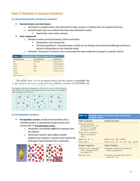 KJEM109 Kap 3 Reactions In Aqueous Solutions Topic 4 Reaction In