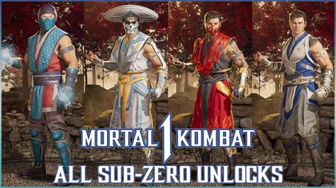 Mortal Kombat 1 All Sub Zero Skins And Mastery Rewards Unlocked YouTube