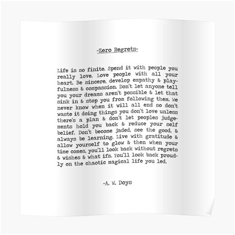 Zero Regrets By A W Doys Minimalist Typewriter Typographical Poem