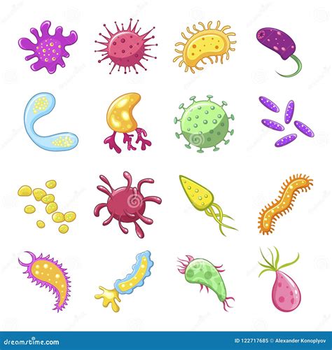 Bacteria And Germs Icon Set Stock Vector Illustration Of Bacteria